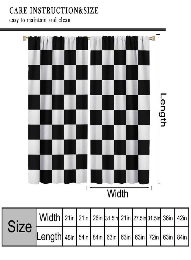 YCness Racing Curtains for Teens Games Room Decor Black White Checkered Flag Art Printed Window Drapes for Kids Bedroom Living Room Nursery Decor Fabric 2 Panel 42x45 Inch 30% Shading Rate - Image 2